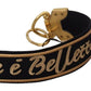 Black Gold Logo Print Brass Bag Shoulder Strap