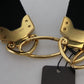 Black Gold Logo Print Brass Bag Shoulder Strap