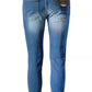 Blue Cotton Men's Jeans Slim Fit with Five Pockets