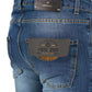 Blue Cotton Men's Jeans Slim Fit with Five Pockets