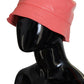 Peach Quilted Faux Leather Women Bucket Cap Hat