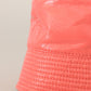 Peach Quilted Faux Leather Women Bucket Cap Hat