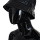 Black Quilted Faux Leather Women Bucket Cap Hat