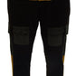 Elegant Black Tapered Trousers with Yellow Accent