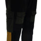 Elegant Black Tapered Trousers with Yellow Accent