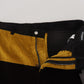 Elegant Black Tapered Trousers with Yellow Accent