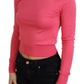 Elegant Pink Cropped Crewneck Sweater