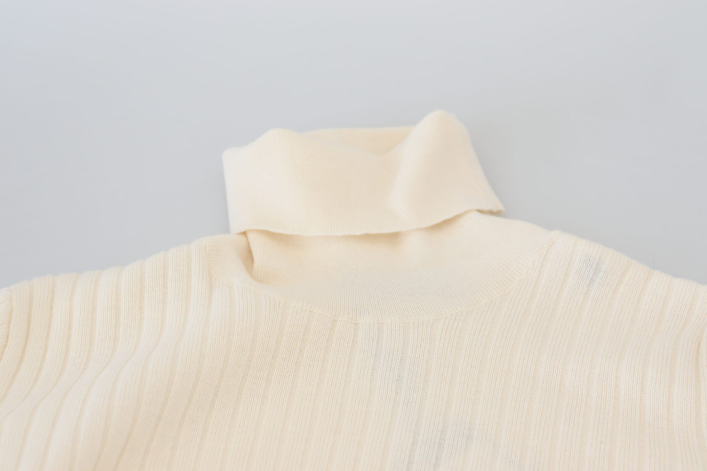 Ivory Turtleneck Wool Blend Sweater