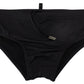 Elegant Black Swim Briefs with Orange Logo