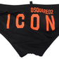 Elegant Black Swim Briefs with Orange Logo