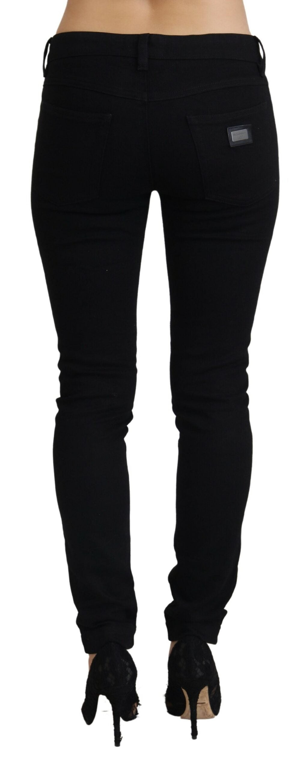 Elegant Black Slim Fit Denim Masterpiece