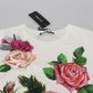 Elegant Multicolor Rose Print Cotton Tee