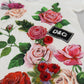 Elegant Multicolor Rose Print Cotton Tee