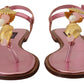 Chic Pink Leather Sandals with Exquisite Embellishment