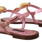 Chic Pink Leather Sandals with Exquisite Embellishment