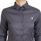 Elegant Gray Long Sleeve Polo Top