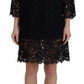 Elegant Black Floral Lace Shift Dress