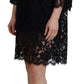 Elegant Black Floral Lace Shift Dress