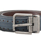 Elegant Blue Leather Men's Belt