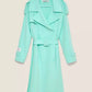 Elegant Light Blue Double-Breasted Trench Coat