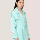 Elegant Light Blue Double-Breasted Trench Coat