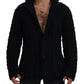 Elegant Black Wool-Cashmere Cardigan Sweater