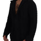 Elegant Black Wool-Cashmere Cardigan Sweater