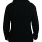 Elegant Black Wool-Cashmere Cardigan Sweater