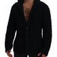 Elegant Black Wool-Cashmere Cardigan Sweater