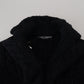 Elegant Black Wool-Cashmere Cardigan Sweater