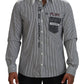 Classic Black and White Striped Button-Down Shirt