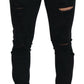 Svelte Black Tattered Slim Fit Denim