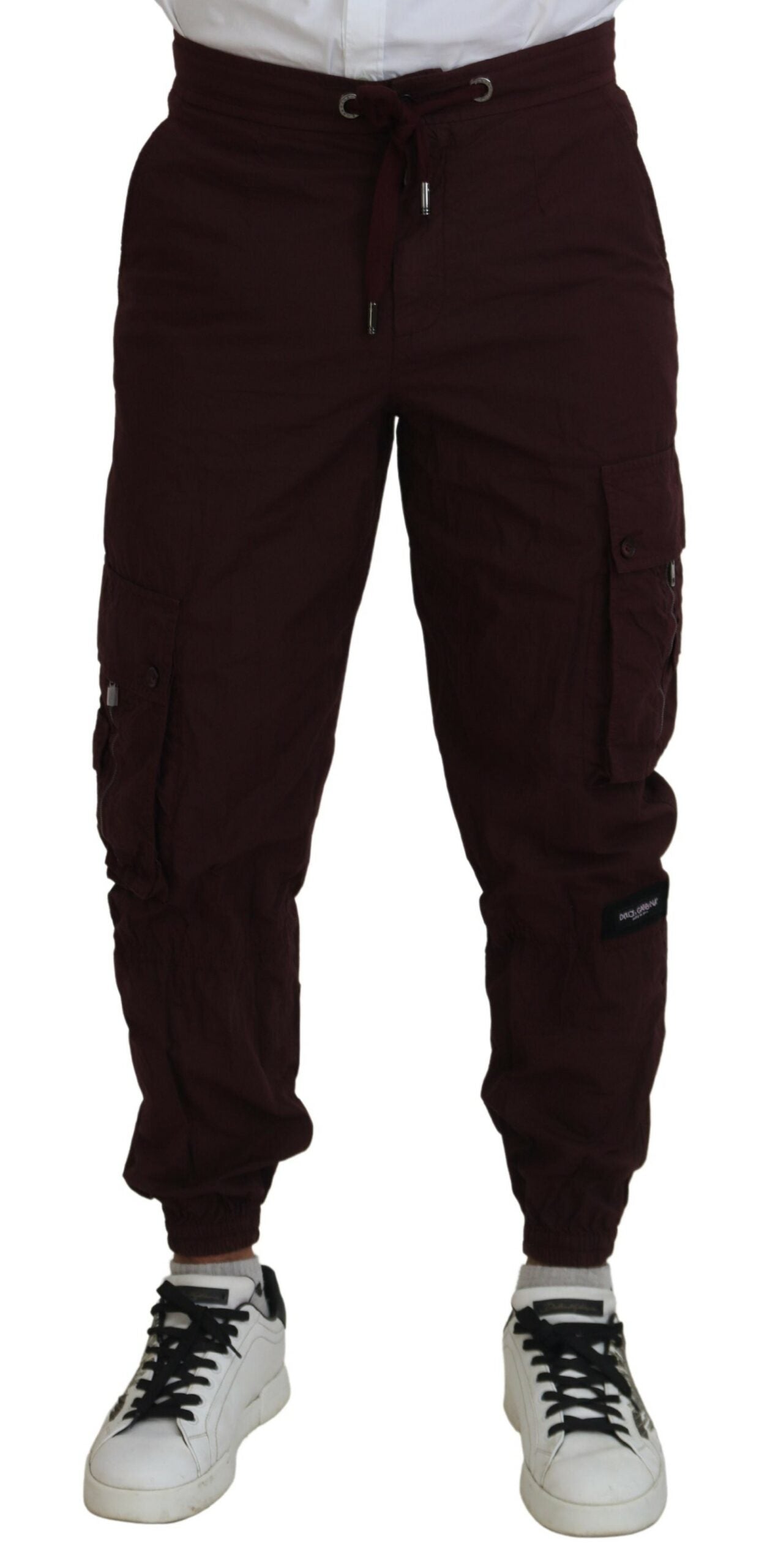 Elegant Burgundy Cotton Jogger Pants