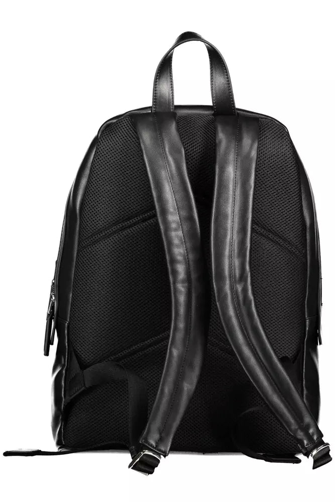 Black Polyester Men Backpack