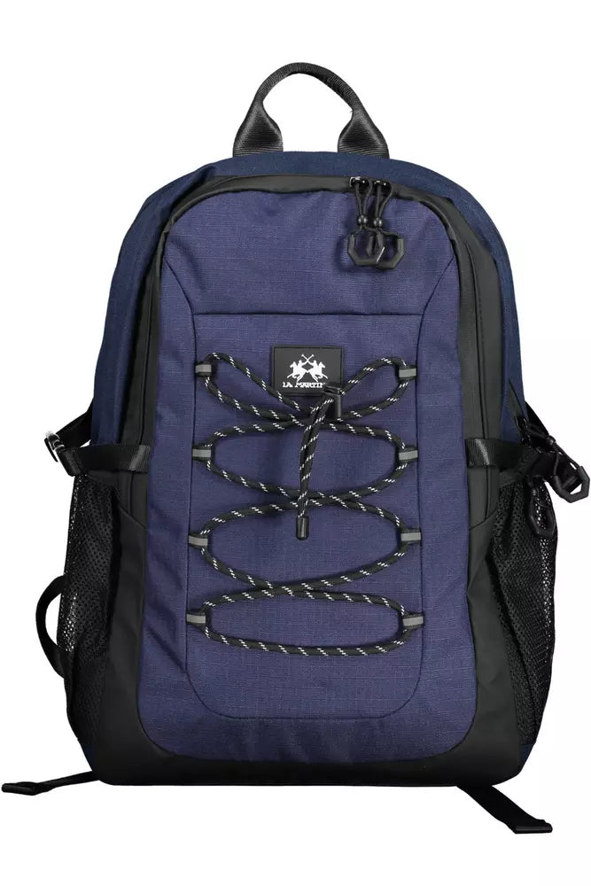 Blue Polyester Men Backpack