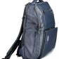 Blue Leather Men Backpack