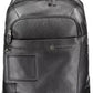 Black Leather Men Backpack