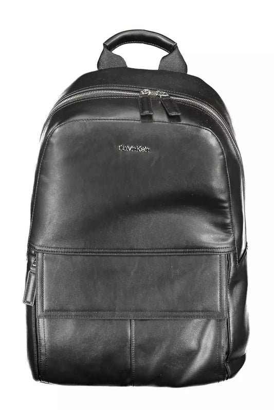 Black Polyester Men Backpack