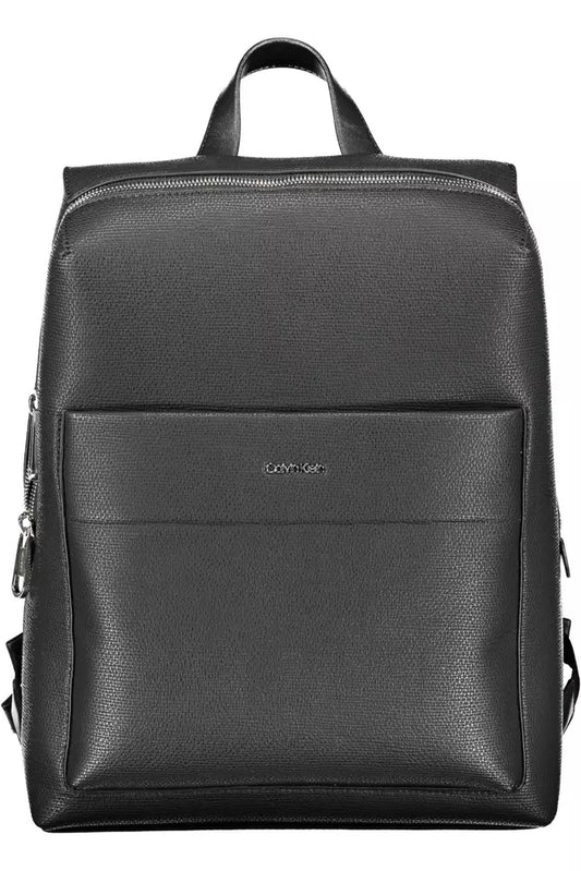 Black Polyester Men Backpack