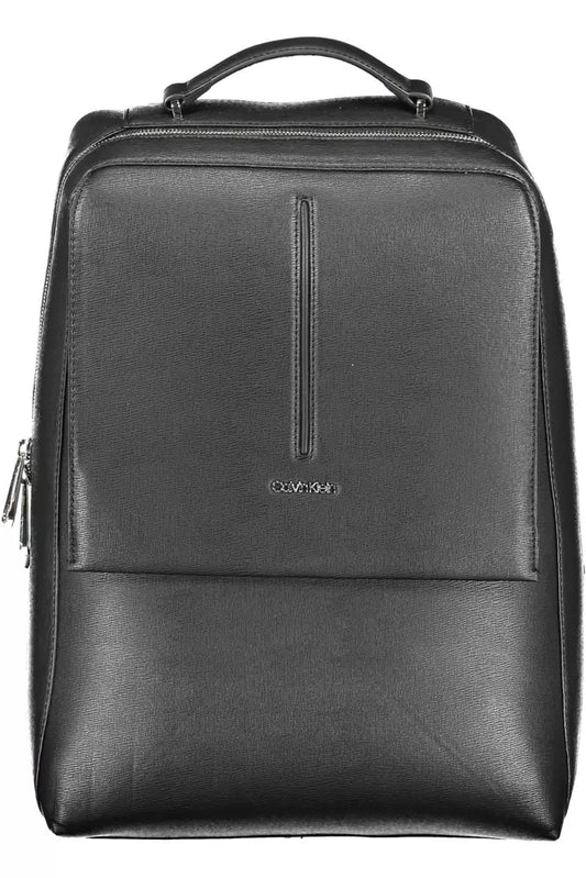 Black Polyester Men Backpack