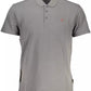 Gray Cotton Men Polo Shirt