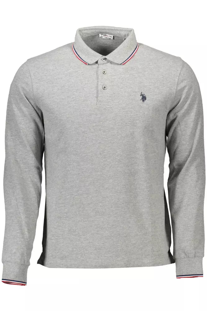 Gray Cotton Men Polo Shirt