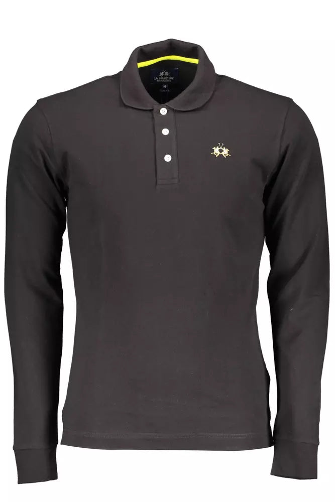 Black Cotton Men Polo Shirt