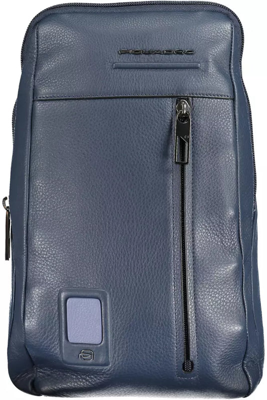 Blue Leather Men Shoulder Bag