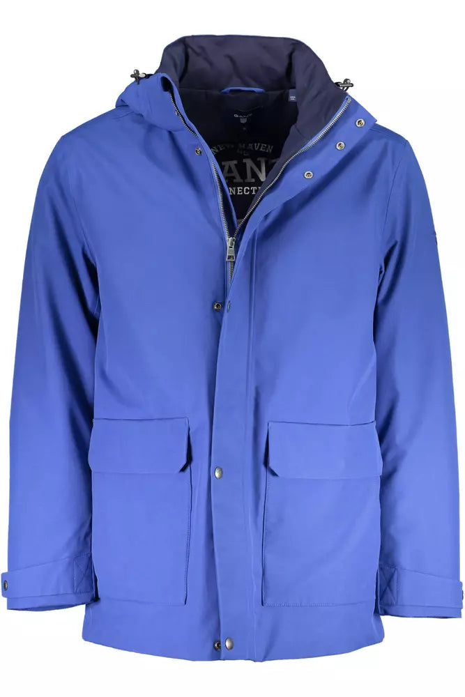 Blue Cotton Men Jacket