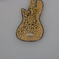Gold Brass Beaded Guitar Pin Accessory Brooch