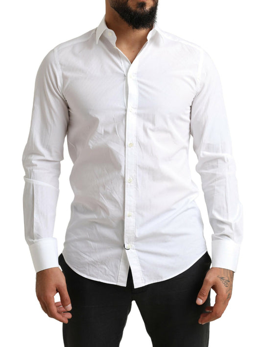 Elegant White Cotton Martini Dress Shirt