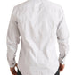 Elegant White Striped Cotton Dress Shirt