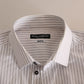 Elegant White Striped Cotton Dress Shirt