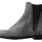 Elegant Gray Chelsea Leather Boots